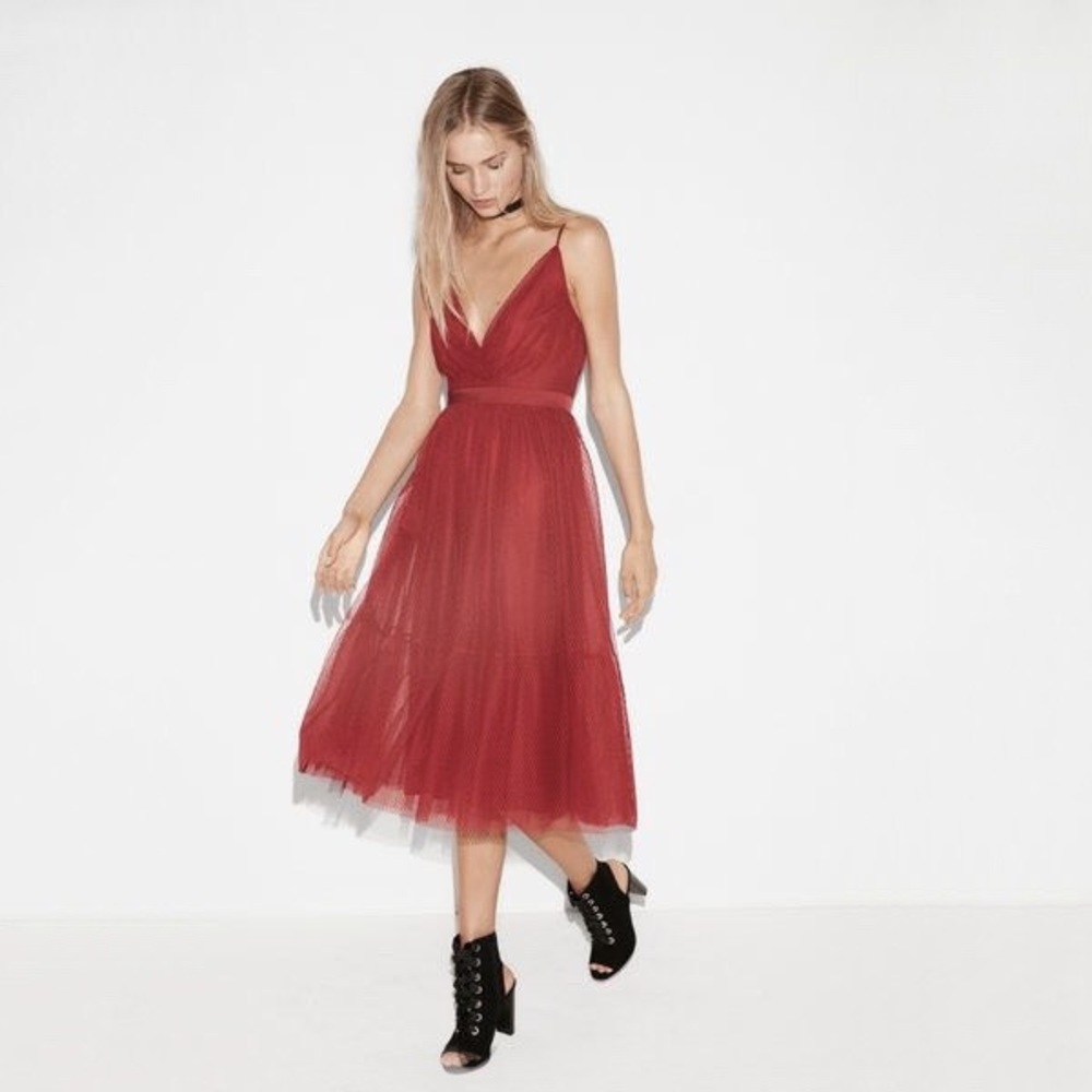 Express Point D’esprit Fit Flare Tulle Midi Size 2